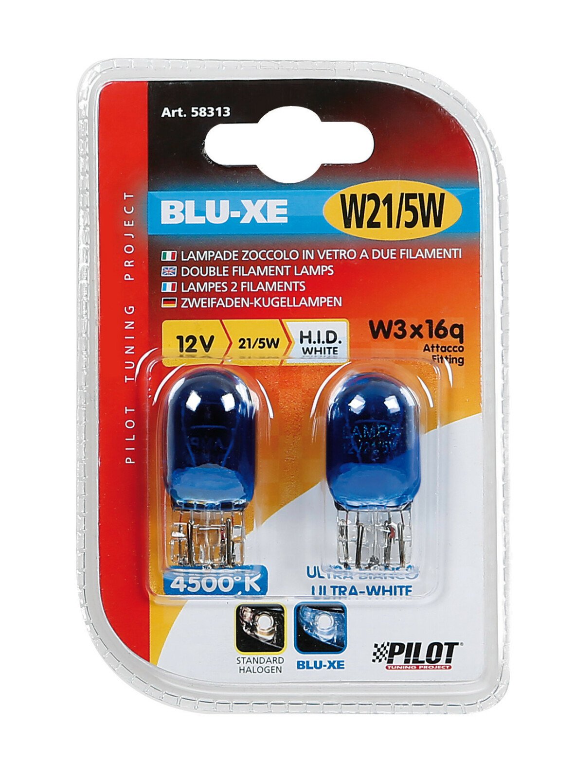 12V Blu-Xe Wedge base lamp 2 filaments - W21/5W - 21/5W - W3x16q - 2 pcs - D/Blister thumb