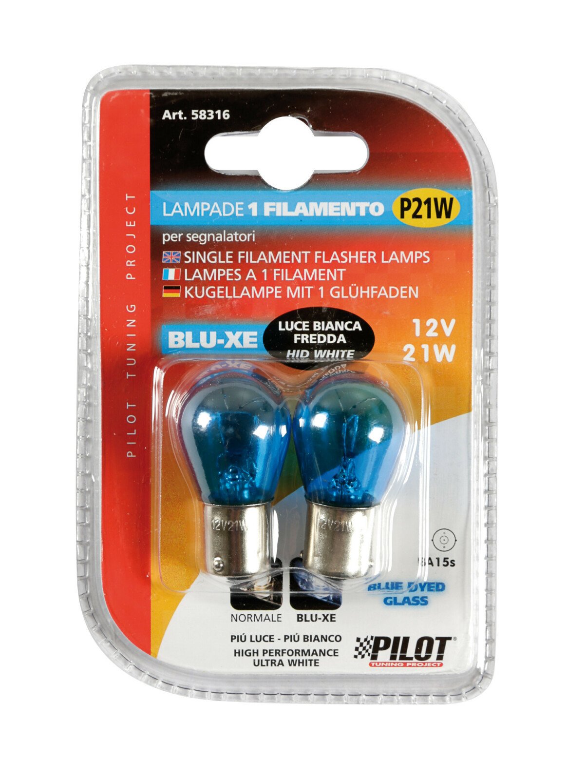 12V Blu-Xe Single filament lamp - P21W - 21W - BA15s - 2 pcs - D/Blister thumb