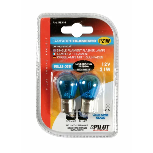 12V Blu-Xe Single filament lamp - P21W - 21W - BA15s - 2 pcs - D/Blister