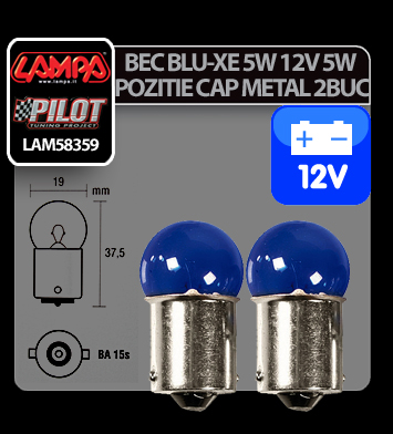Bec Blu-Xe 5W 12V pozitie cap metal BA15s 2buc thumb