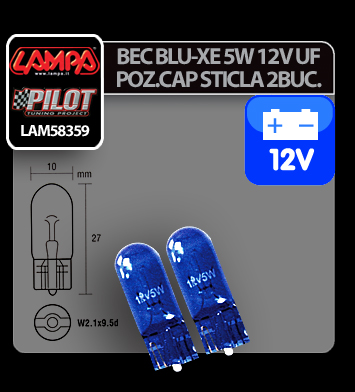 Bec Blu-Xe 5W 12V pozitie cap sticla W2,1x9,5d 2buc thumb