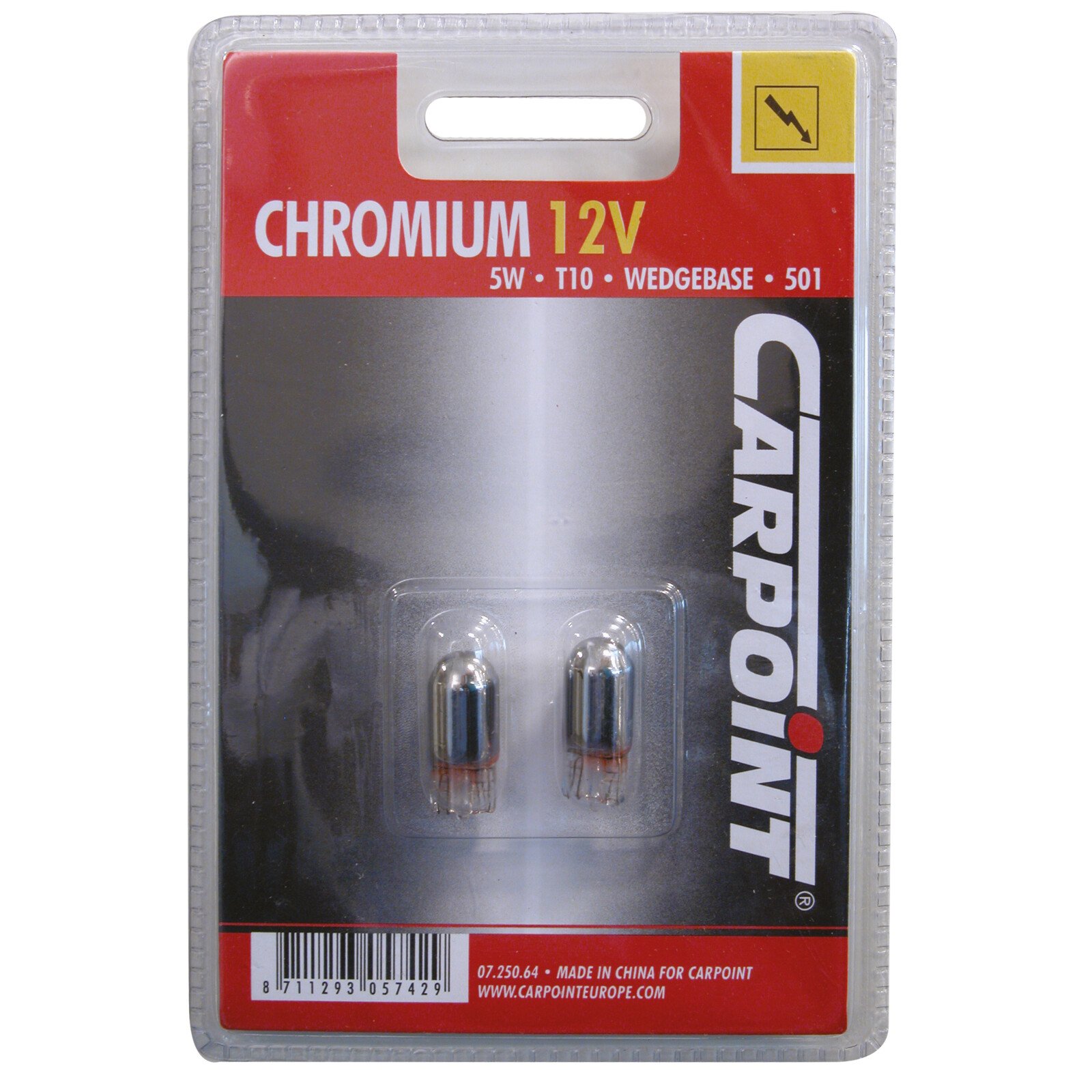 Spare bulb 12V 5W W2,1x9,5d wedge base lamp 2 pcs - Chrome/Amber thumb