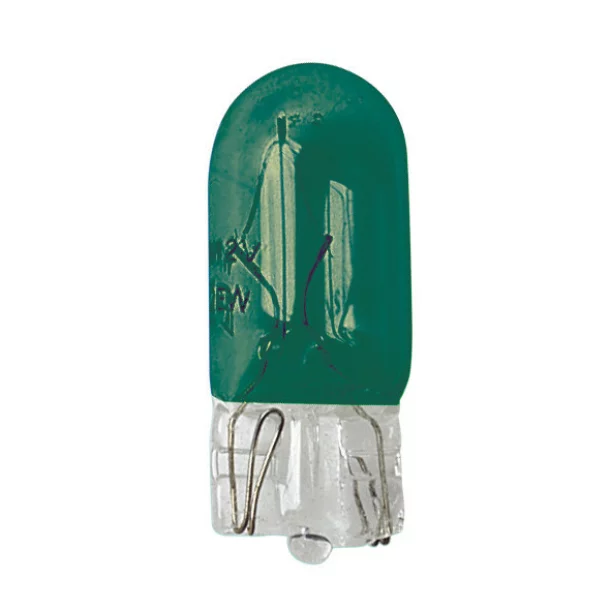 Bec clasic 5W 12V pozitie cap sticla W2,1x9,5d 2buc - Verde