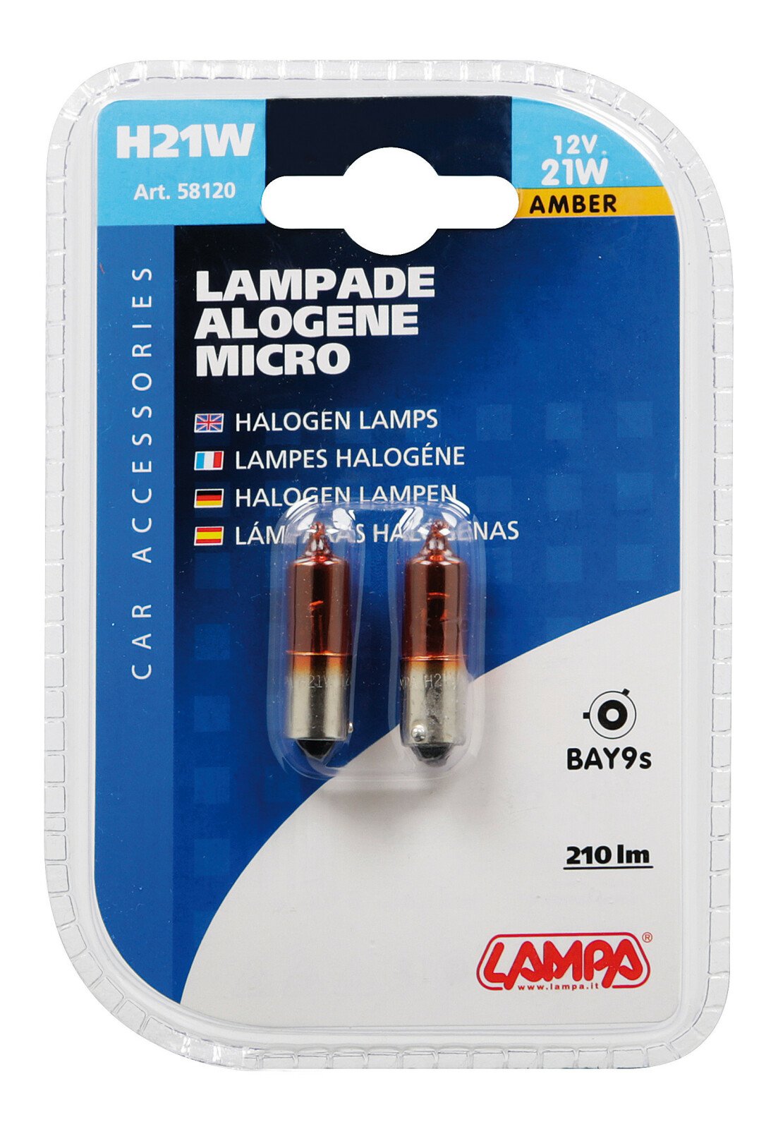 12V Halogen micro lamp HY21W 2pcs - Amber thumb