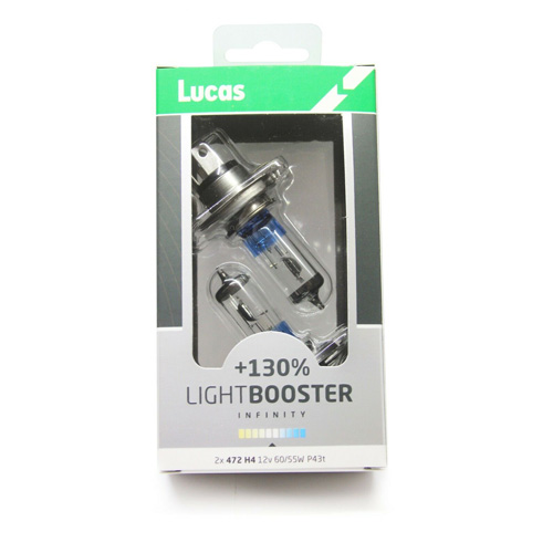 Bec halogen 12V - H4 - 60/55W +130% LightBooster P43t 2buc Lucas thumb