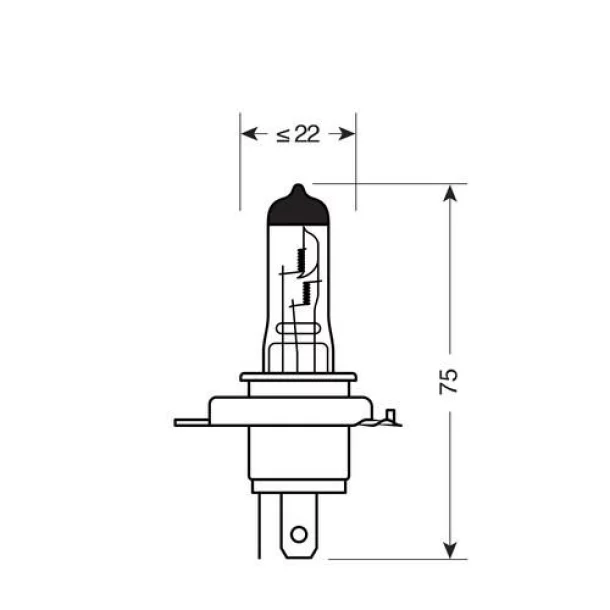 Izzó halogén 12V - H4 - 60/55W Night Breaker Laser +150% P43t 2db Osram