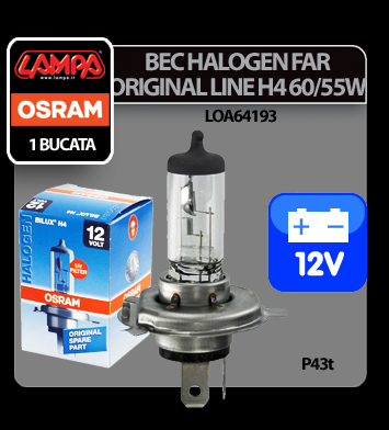 Bec halogen 12V - H4 - 60/55W Original Line P43t 1buc Osram thumb