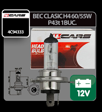 Bec halogen 12V - H4 - 60/55W - P43t 1buc 4Cars thumb