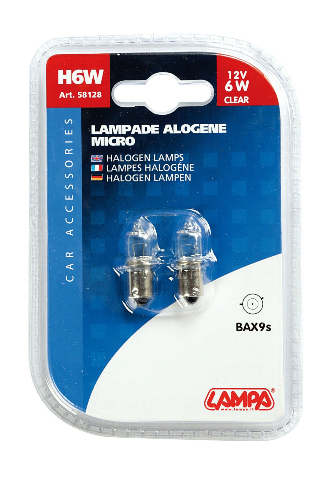 12V -H6W - 6W Halogen micro lamp BAX9s 2pcs Lampa thumb