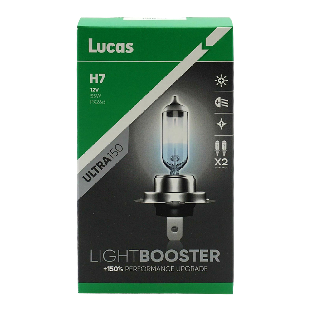 12V - H7 - 55W +150% LightBooster PX26d 2pcs Lucas thumb