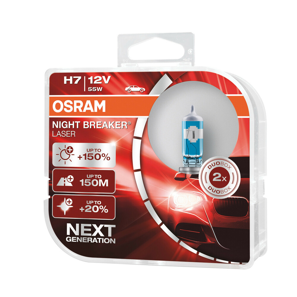Izzó halogén 12V - H7 - 55W Night Breaker Laser +150% PX26d 2db Osram thumb