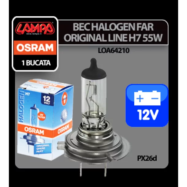 Bec halogen 12V - H7 - 55W Original Line PX26d 1buc Osram