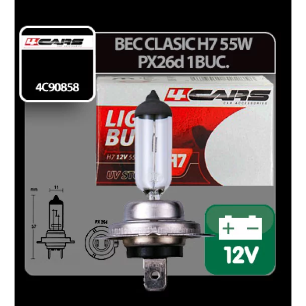 4Cars 12V classic bulb - H7 - 55W - PX26d - 1 pcs - Box
