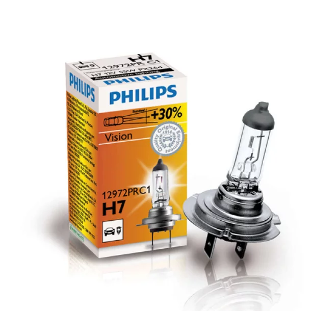 Bec halogen 12V - H7 - 55W Vision +30% PX26d 1buc Philips