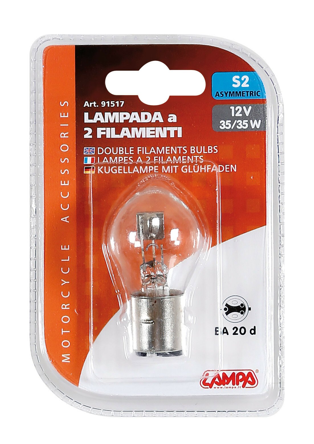12V Double filament lamp S2 asymmetric 35/35W BA20d 1pcs thumb