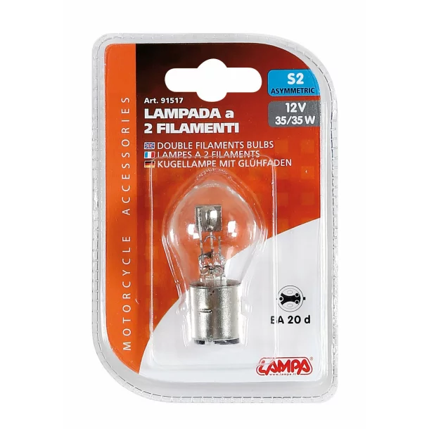 12V Double filament lamp S2 asymmetric 35/35W BA20d 1pcs