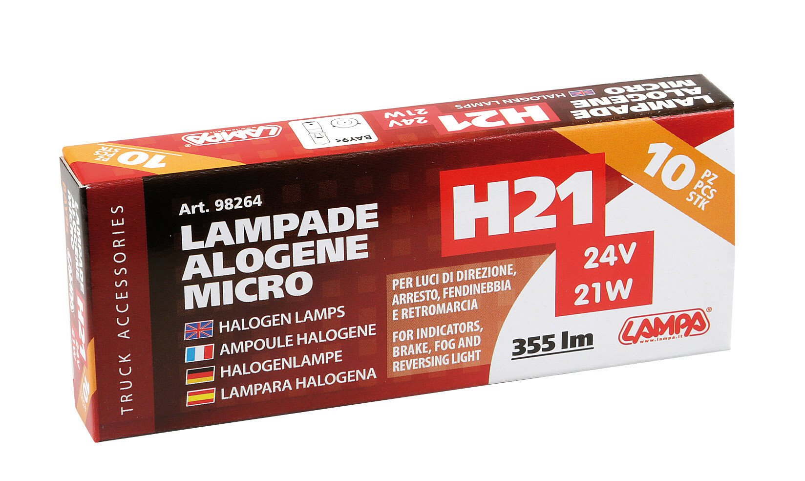 24V -H21W - 21W Halogen micro lamp BAY9s 10pcs Lampa thumb