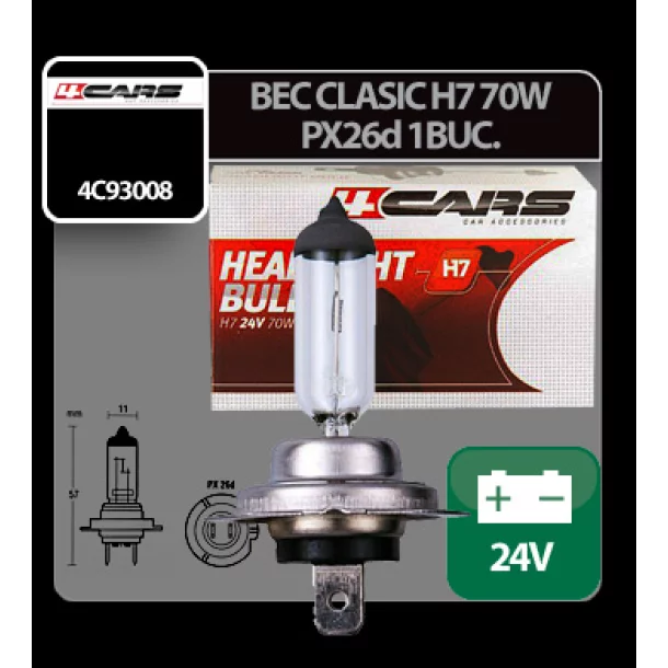 4Cars 24V classic bulb - H7 - 70W - PX26d - 1 pcs - Box
