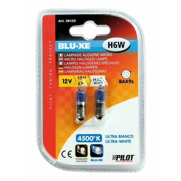 12V-os 6W Blu-Xe halogén izzó BAX9s aszim 2db - Kék