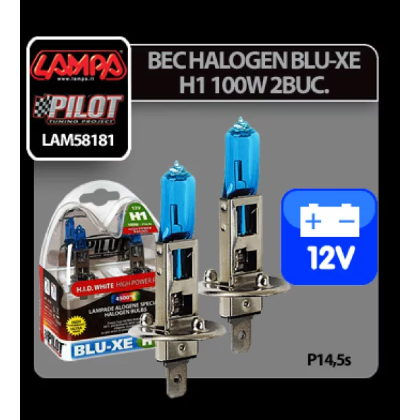 Bec halogen Blu-Xe  H1 100W P14,5s 12V 2buc
