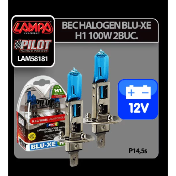 Blu-Xe halogén H1 - es égő P14,5s 12V-os 100w-os - 2 darab