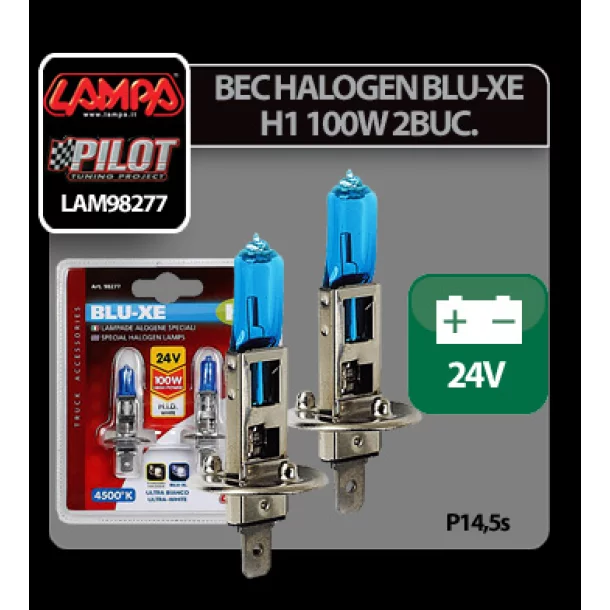 24V Blu-Xe halogen lamp - H1 - 100W - P14,5s - 2 pcs
