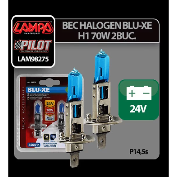 Blu-Xe halogén H1 - es égő P14,5s 24V-os 70w-os - 2 darab