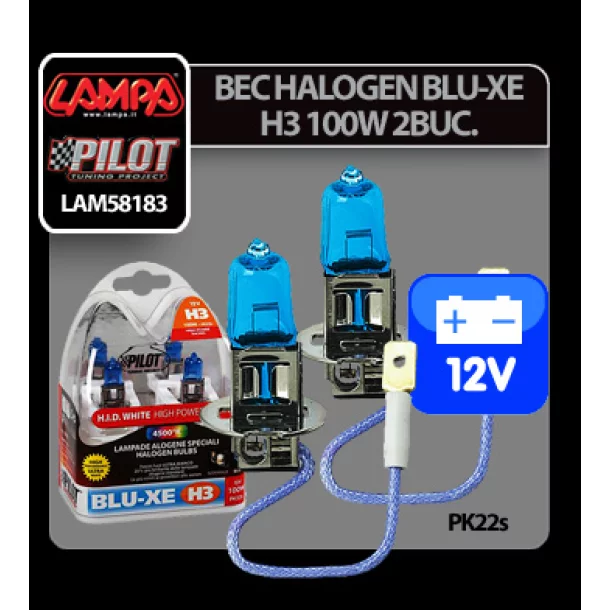 Bec halogen Blu-Xe  H3 100W PK22s 12V 2buc