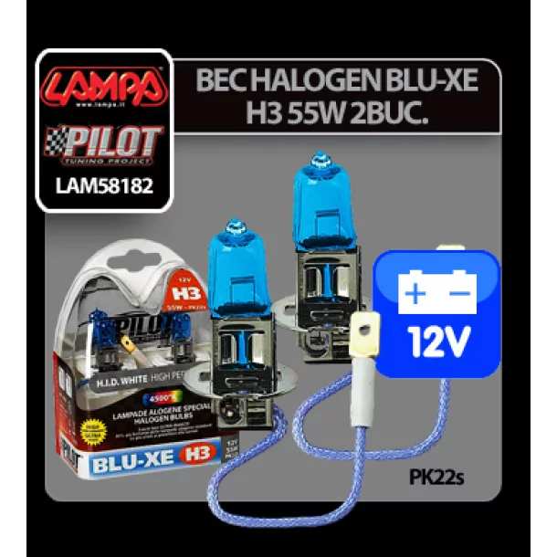 12V Blu-Xe halogen lamp - H3 - 55W - PK22s - 2 pcs