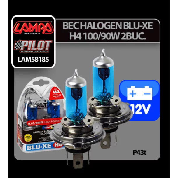 Bec halogen Blu-Xe  H4 100/90W P43t 12V 2buc