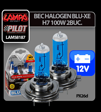 12V Blu-Xe halogen lamp - H7 - 100W - PX26d - 2 pcs thumb