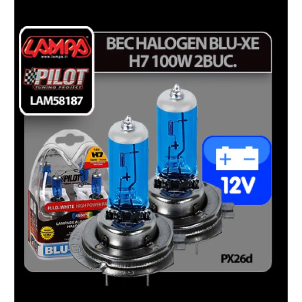 Blu-Xe halogén H7 - es égő PX26d 12V-os 100w-os - 2 darab