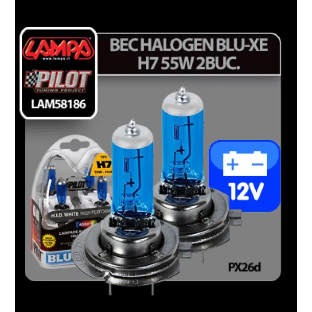 12V Blu-Xe halogen lamp H7 55W PX26d 2pcs