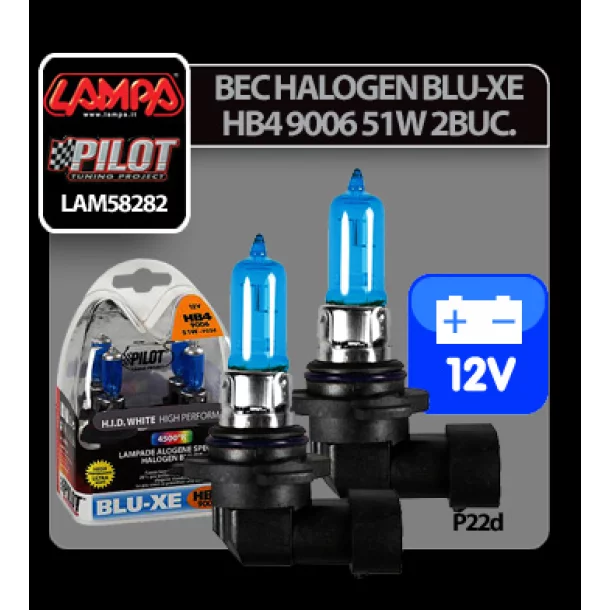 Blu-Xe halogén HB4 - es égő 9006 P22d 12V-os 51w-os - 2 darab