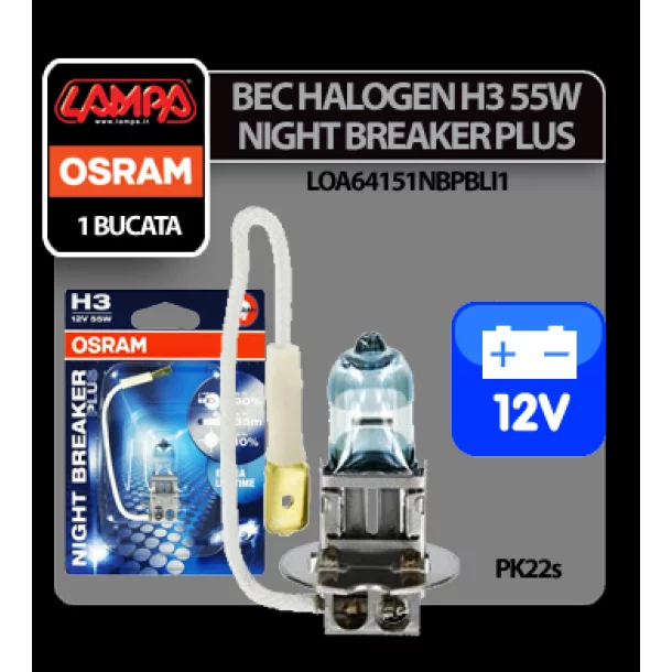 Osram 12V - H3 - 55W Night Breaker Plus PK22s 1pcs