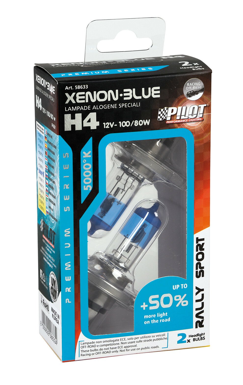Xenon Blue +50% fény halogén H4-es égő P43t 12V-os 100/80W-os 2db thumb