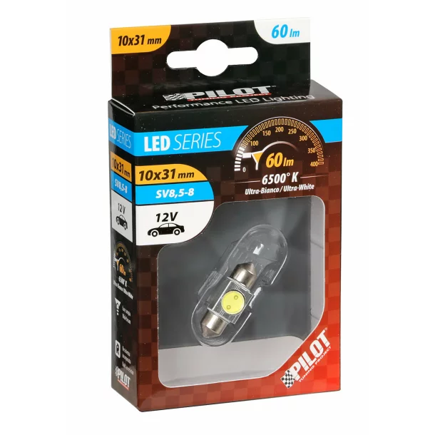 12V Hyper-Led2 - 1SMD szofita 10x31mm - SV8,5-8 - 1 db - Fehér