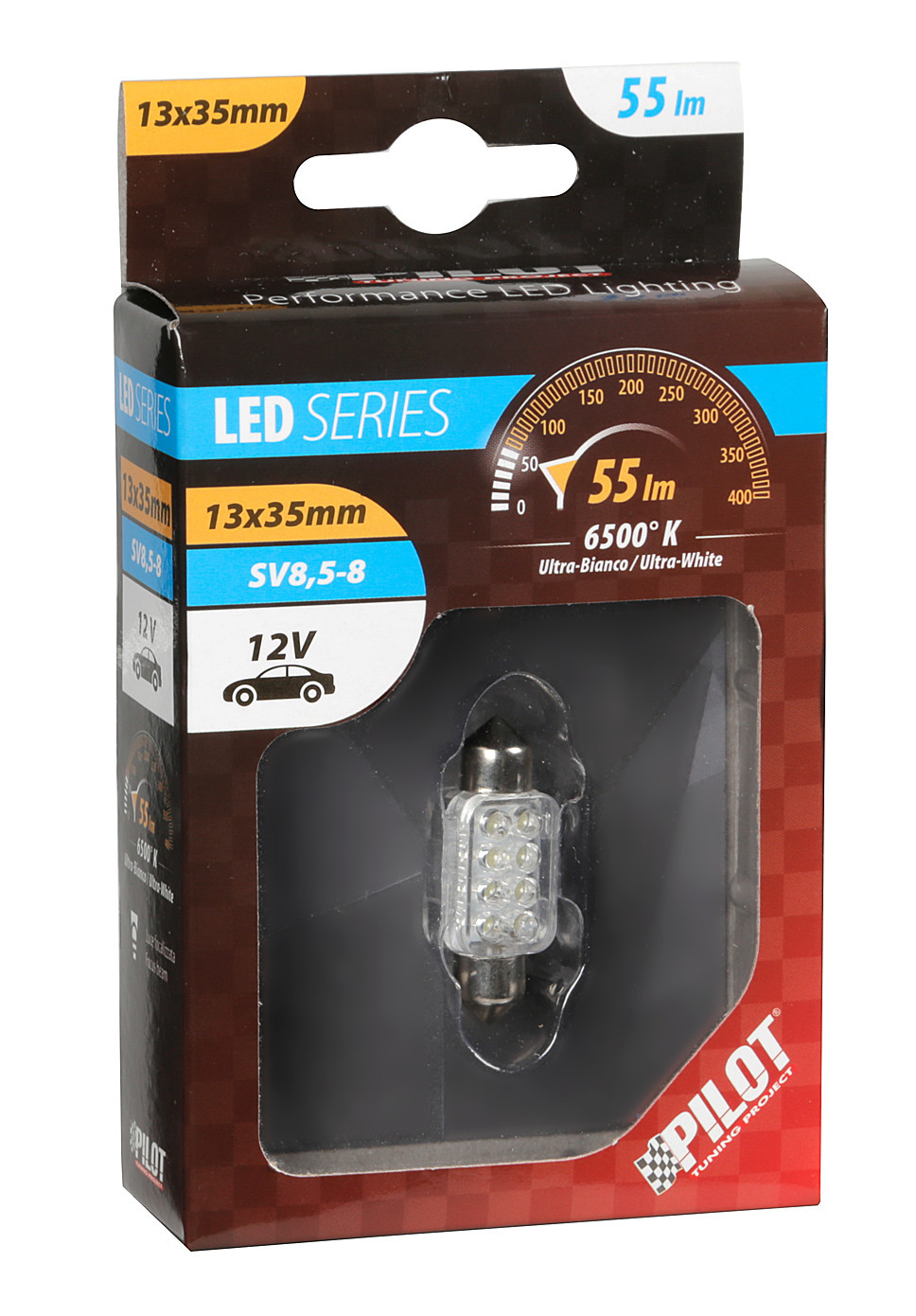 12V - 13x35mm - 8LED Festoon lamp SV8,5-8 1pcs - White thumb