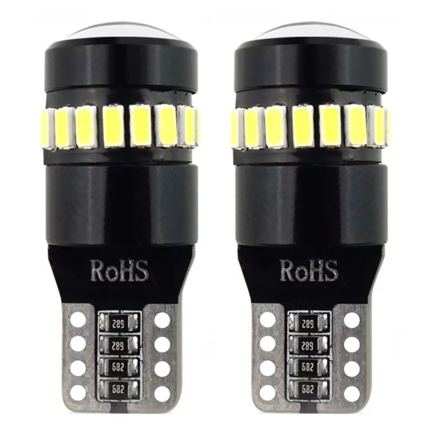 Bec Led 18SMD 3014 plus 1SMD 12/24V Pozitie, W5W, T10 Canbus 2buc - Alb