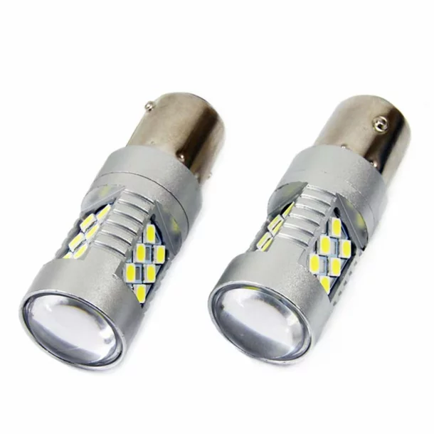 Bec Led 24SMD 3030, 12/24V Frana, semnalizare, ceata, 1156, P21W, BA15s Canbus 2buc - Alb