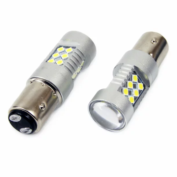 Bec Led 24SMD 3030 12/24V Pozitie, frana, 1157, P21/5W, BAY15d Canbus 2buc - Alb