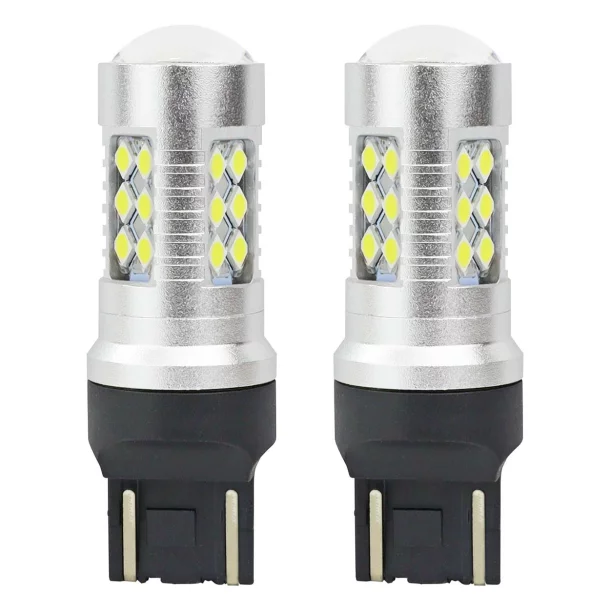 Bec Led 24SMD 3030 12/24V Pozitie, frana, 7443, W21/5W, T20 Canbus 2buc - Alb