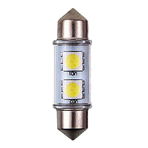 12V Led bulb - 2 SMD T11x36mm - SV8,5-8 - 2 pcs - White thumb