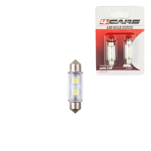 Bec Led - 2SMD 12V sofit T11x39mm soclu SV8,5-8 2buc - Alb
