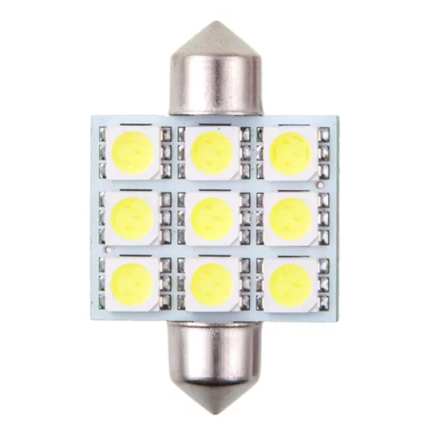 Bec led - 9SMD 12V sofit T11x36mm soclu SV8,5-8 2buc - Alb