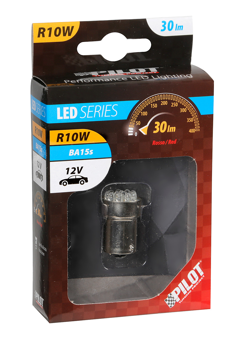 12V Multi-Led Lamp 11 Led - (R10W) - BA15s - 1 pcs - D/Blister - Red thumb