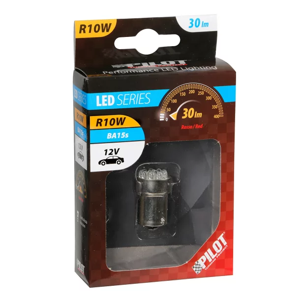 12V Multi-Led Lamp 11 Led - (R10W) - BA15s - 1 pcs - D/Blister - Red
