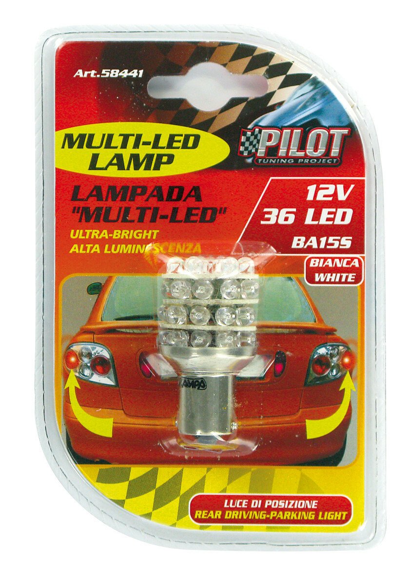 12V Multi-Led Lamp 36 Led - (P21W) - Red thumb