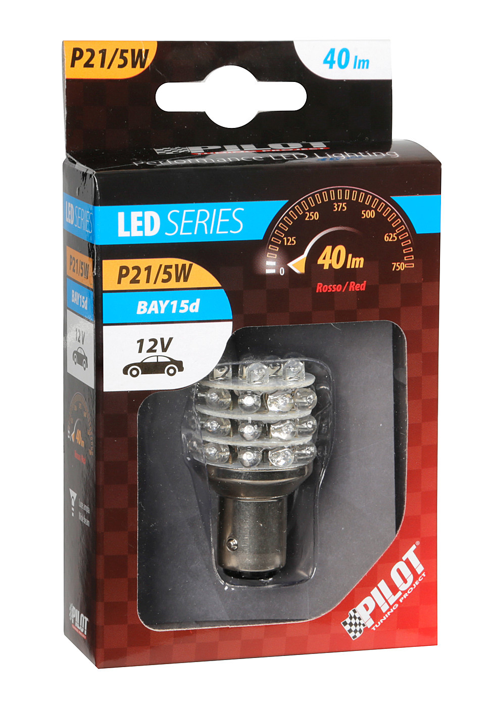 12V Multi-Led Lamp 36Led P21/5W Rear driving, Fog lamp BAY15d 1pcs - Red thumb