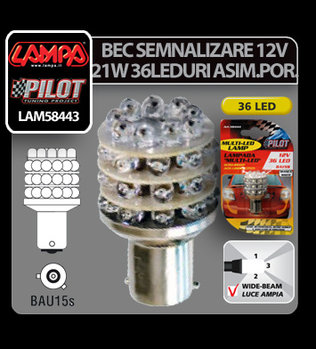 Bec Multi-Led 36Led 12V - PY21W Semnalizare BAU15s asim 1buc - Portocaliu thumb